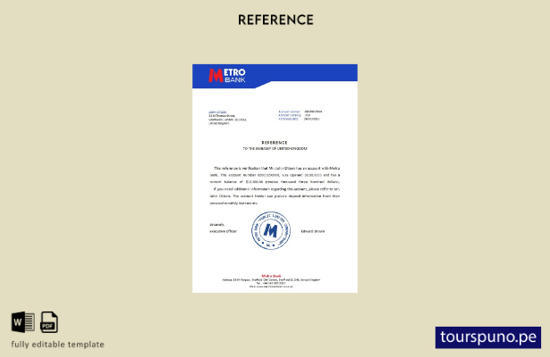 Plantilla de referencia del banco Metro del Reino Unido lista para imprimir